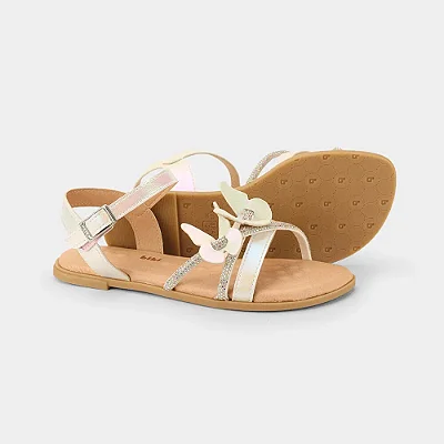 Sandália Infantil Bibi Shine Kids Branca com Borboletas
