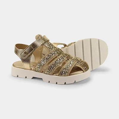 Sandália Infantil Bibi Plataforma 2.0 Dourada com Glitter