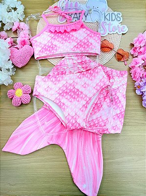 Trio de Biquíni e Saia em Malha UV Dry com Proteção UV 50+ Infanti Infantil Menina
