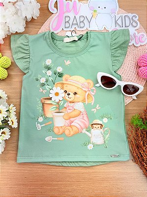 Blusa em Meia Malha Verde Infanti Infantil Menina