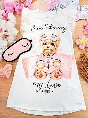 Camisola em Malha Fresh. Acompanha Máscara Infanti Infantil Menina