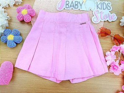 Short Saia em Alfaiataria Rosa Infanti Infantil Menina