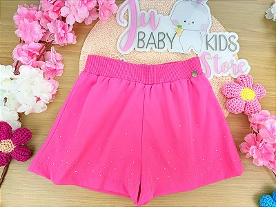 Shorts Rosa com Strass Mon Sucré