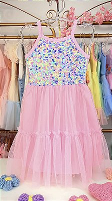 Vestido Rosa Brilhos Mon Sucré