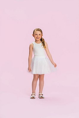 Conjunto Regata Ribana e Saia Tule Glitter Mon Sucré