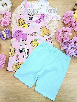 Conjunto Blusa Meia Malha e Ciclista Cotton Bee Loop