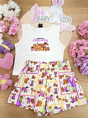 Conjunto Cropped e Short Cotton Bee Loop