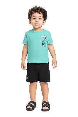 Conjunto Camiseta Malha e Bermuda Moletom Bee Loop