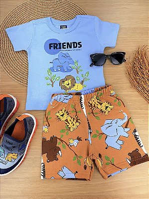 Conjunto Camiseta Malha e Bermuda Moletom Bee Loop