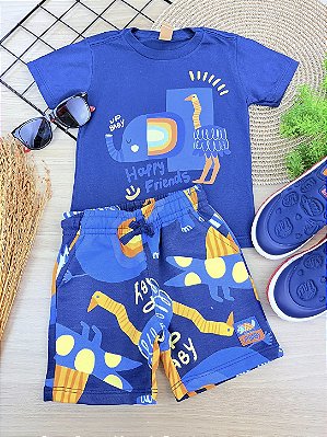 Conjunto Camiseta Malha e Bermuda em Moletom Up Baby