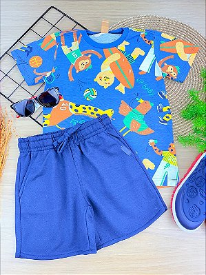 Conjunto Camiseta Malha e Bermuda em Moletom Sem Felpa Up Baby