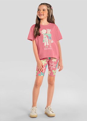 Conjunto Infantil Menina Meia Malha e Cotton Brandili
