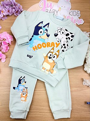 Conjunto Blusão e Calça Jogger em Moletom Bluey Brandili