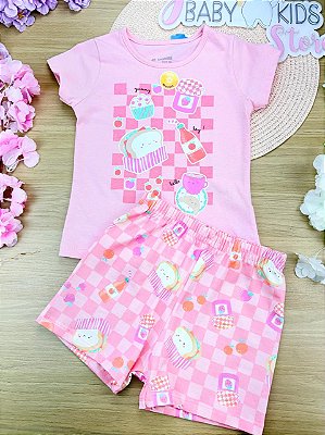 Pijama Blusa e Shorts Brandili Brilha no escuro