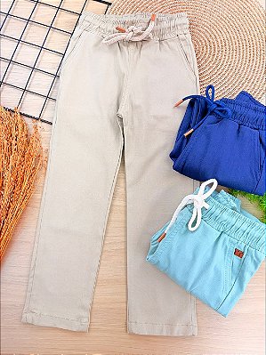 Calça Infantil Menino Reta em Linho com Elastano Latte Divertto