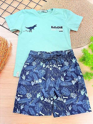 Conjunto de Camiseta em Meia Malha e Bermuda em Nylon Ergonomic com Elastano LucBoo Infantil Menino