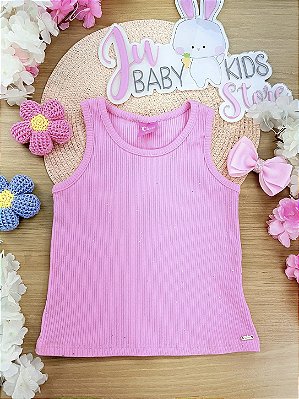 Regata Canelada com Brilhos e Glitter Rosa Cinti