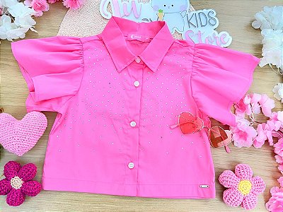 Camisa Rosa com Strass Cinti