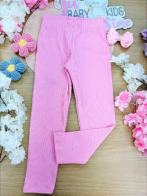 Legging Canelada com Brilhos e Glitter Rosa Cinti