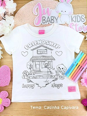 Blusa Capivara com Pack de Canetinhas para Pintar Cinti