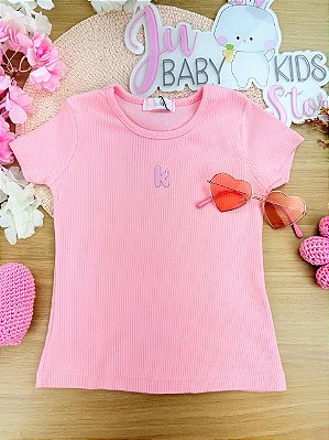 Blusa em Canelado Liz Rosa Claro Kukiê Infantil Menina