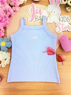 Regata em Canelado Liz Azul Kukiê Infantil Menina