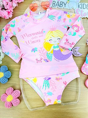 Conjunto de Blusa e Calcinha em Malha UV Dry com Proteção UV 50+ Infanti Infantil Menina