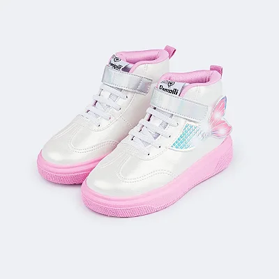 Tênis de Led Infantil Pampili XP24 Sereia Branco