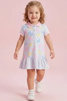 Vestido em Piquet com Elastano Kukiê Infantil Menina