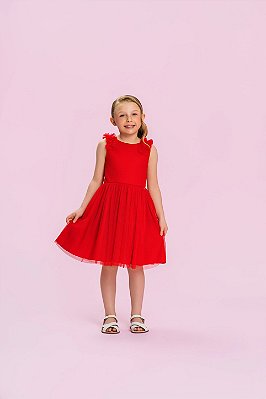 Vestido Tule Poly Mesh Vermelho Mon Sucré