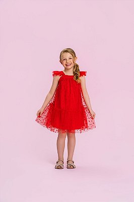 Vestido Vermelho Coração Natal Mon Sucré