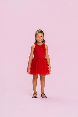 Conjunto Regata e Saia Tule Natal Vermelho Mon Sucré
