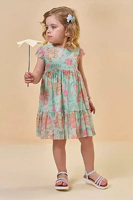 Vestido em Tule com Elastano Kukiê Infantil Menina