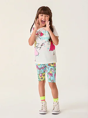 Conjunto Infantil Menina Bermuda Ciclista Fada Bimbi