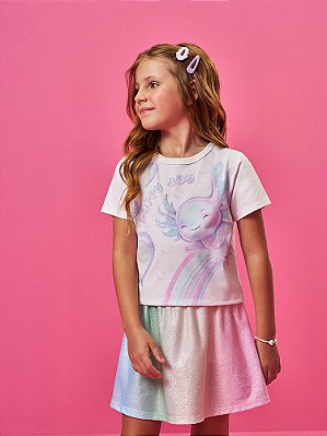 Conjunto Blusa e Saia Colorida com Shorts Embutido Xaxalote