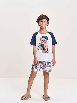 Pijama Camiseta e Bermuda Ursinho Divertto
