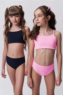 Biquíni em Malha Poliamida UV50 Preto Vic&Vicky Teen Menina