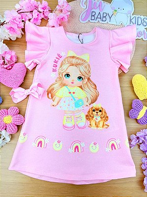 Vestido em Molecotton Kukiê Infantil Menina