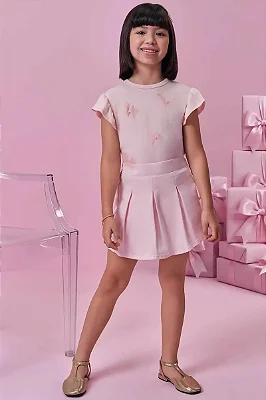 Short Saia em Sarja com Elastano Kukiê Infantil Menina