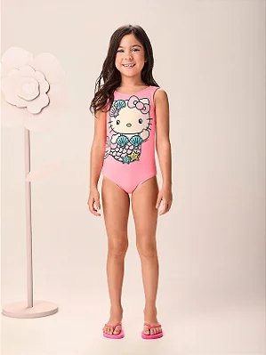 Maio Infantil Menina da Hello Kitty Sereia com Proteção UV Momi