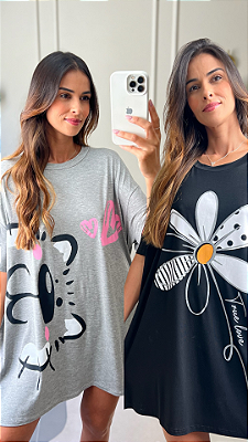 Kit 2 Camisetões Feminino Manga Curta - Empório do Algodão