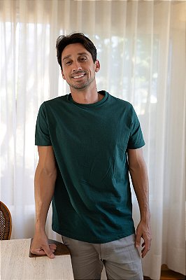 Camiseta Básica Verde Masculina 100% Algodão