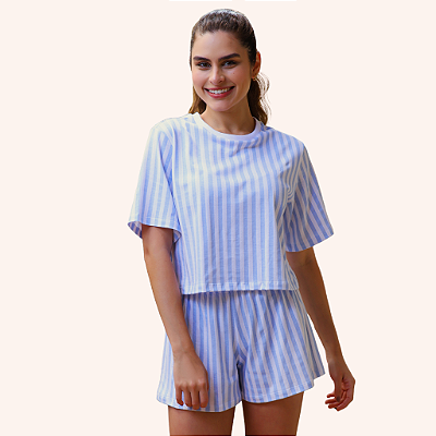 Pijama Feminino Listra - 100% Algodão