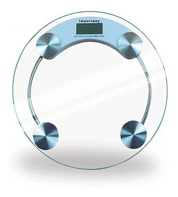 Balança Digital De Vidro Temperado Redonda Transparente 180 Kg Iwbdb-001 - Importway