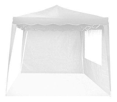 Tenda Gazebo Articulada Fibra Sintética 3,0 X 3,0M Barraca Praia Com Bolsa Para Transporte E Kit Para Fixação E 2 Paredes Branca - Importway