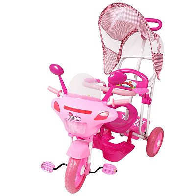Triciclo Infantil 3X1 Com Capota Rosa Motoca - Bel