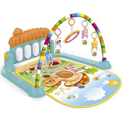 Tapete Infantil Para Recreação Com Móbile E Piano 5 Brinquedos E Musicas - Importway