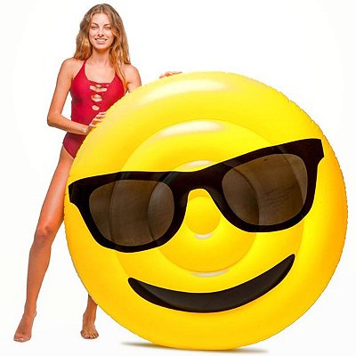 Boia Inflável Emoji Gigante C/ Óculos De Sol - Floatie Kings