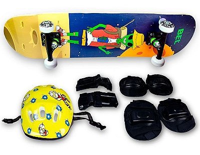 Skate Semi Profissional Alienígena + Kit Proteção - Bel