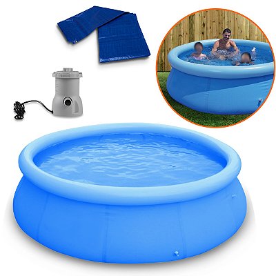 Piscina Borda Inflável Capacidade 4600L + Filtro 1136L/H + Lona 4X4 - Importway